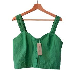 Sim & Sam Corset Style Crop Top Size XL Green‎ Smocked Concert Y2K Beach Preppy